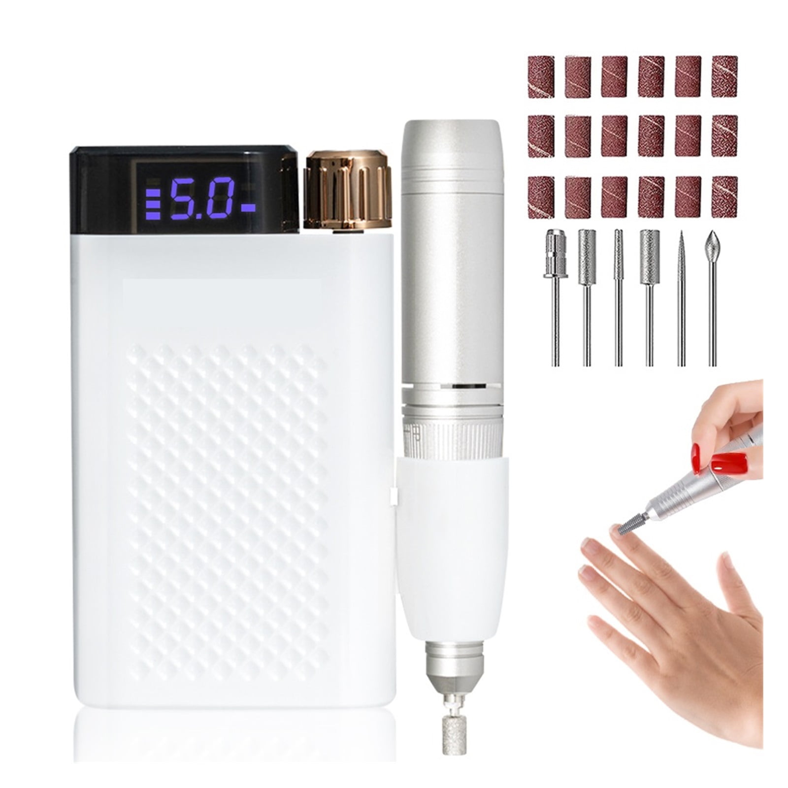 Nail Drills For Acrylic Nail Professional 50000rpm Electric Nail File Machine For Home And Salon Rechargeable Efile For Gel Nail ,Low Noise