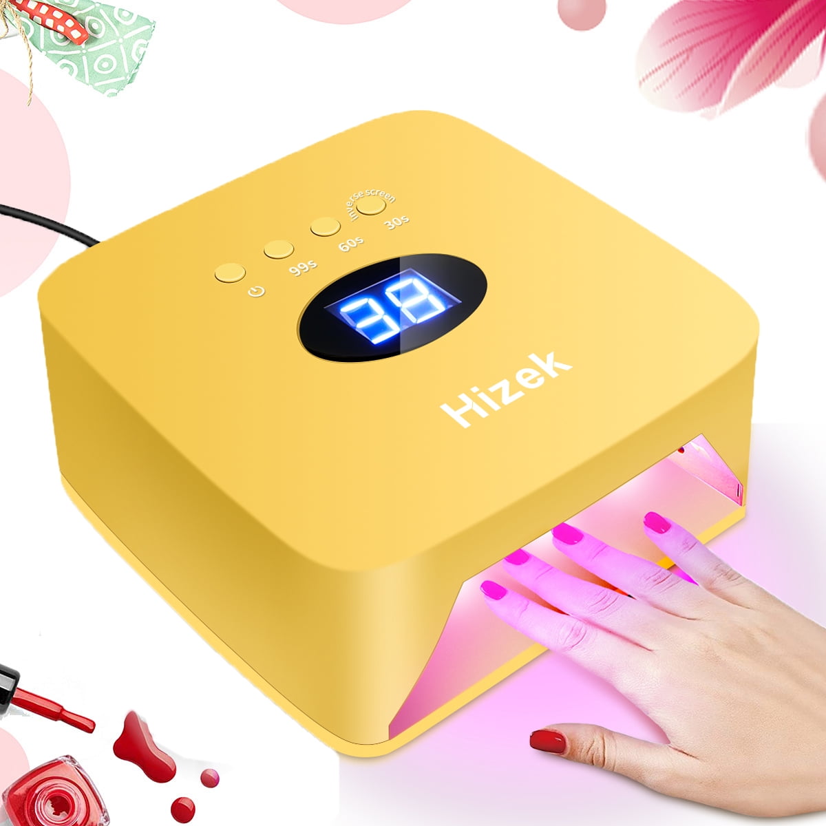UV LED Nail Lamp, Professional 48W Rechargeable Nail Lamp Lavinda Cordless Wireless Nail Dryer with Removable Metal Bottom, Large Space Nail Curing