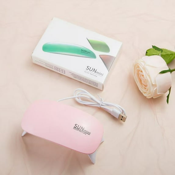 Nail Dryer Mini, 6W LED UV Portable Nail Dryer Curing Lamp Light for Gel Based Polish USB Power with 45s/60s Timer Setting (Pink)