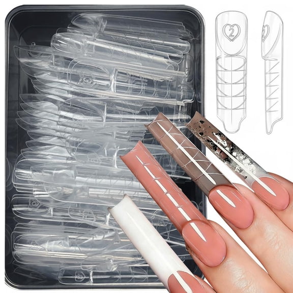 Nail Dual Forms Gel,60PCS French Nail Extension Forms,Clear Gel Nails Molds,French Nails Form for Beginners Professisonalfor DIY Extension Salon-Quality Manicures at Home