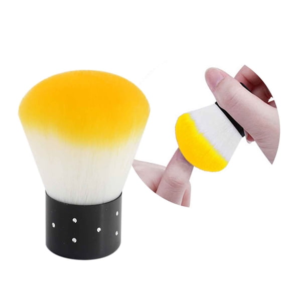 Nail Dust Brush Yellow - Nail Dusting Brush Single Base Aluminum Tube Dot Drill Portable Brush Makeup Brush Nylon Bristles, Nail Tools, Nylon Meijia Brush, Easter, St. Patrick'S Day, Valentine'S