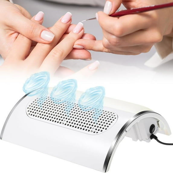 Nail Dust Collector for Acrylic Nails Vacuum Machine, 80W Adjustable Electric Nails Filter for Manicure, Nail Fan Dust Collector with 2 Powerful Nail Fan, 2 Dust Bags Included - White ALT2