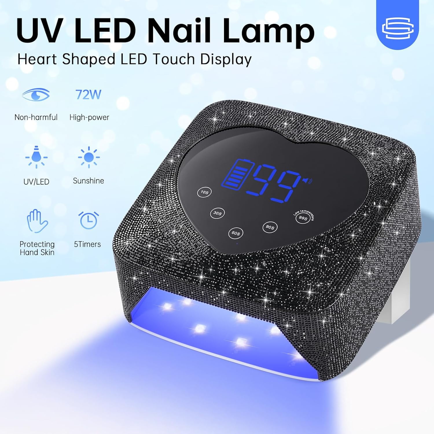 Nail Dust Collector, Dust Collector Nail Tech & Rechargeable 35000RPM Nail Drill Sparkling Professional Electric Nail File & UV LED Nail Lamp Rechargeable Sparkly Nail Dryer