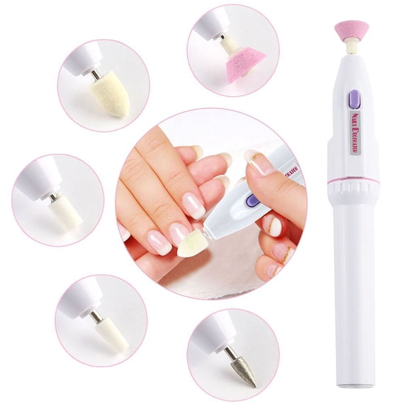 Nail Electric Manicure Set,Portable Buffer Fingernail Grinder Kit Multi-function Natural Toe Nail Polisher Burnishing Machine for Home Salon (5 in 1)