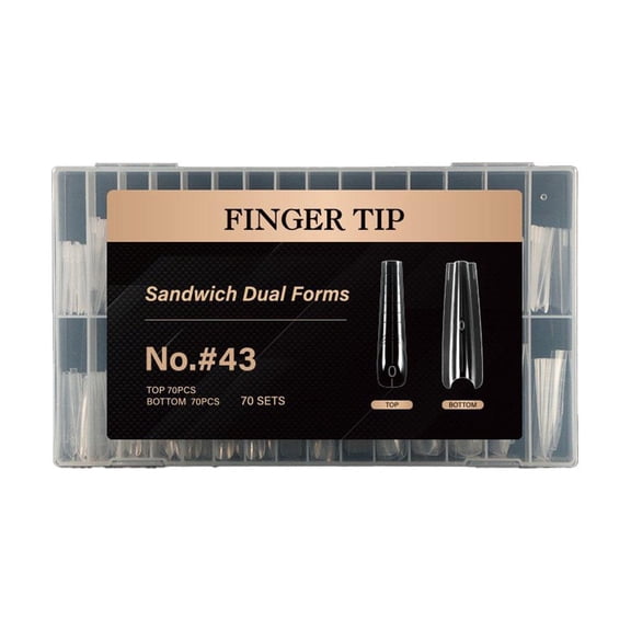 Nail Extension Forms - 140 Pcs Sandwich Dual Nail Forms for Acrylic Gel Nail Art, Clear Reusable C-Curve Molds