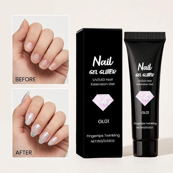 Nail Extension Gel Glitter Gel Nail Enhancement Gel For Beginner Nail Art Salon DIY At Home 15g
