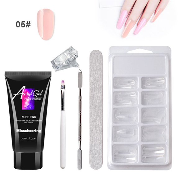 Nail Extension Gel Set with Color Gel Top Base Coat, 6pcs Kit Total 30ml, UV Nail Polish System, DIY Nail Lengthening Tool, Smooth Finish, Home Salon Manicure Set, Women Easter, Makeup Organizers