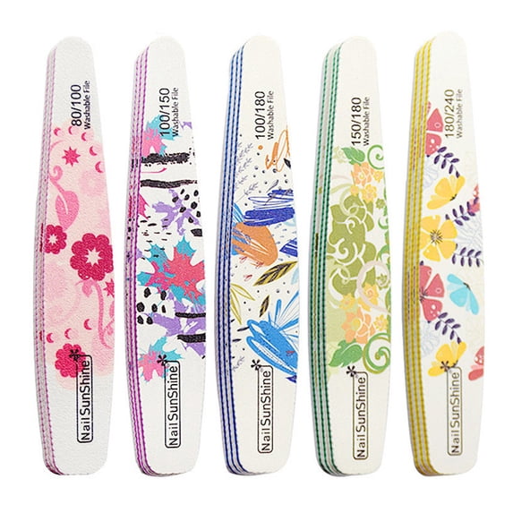 Nail File-5 Pack Nail Files for Natural Nails and Acrylic Nails Double Sided 100/180 Grit 240 Grit Nail File