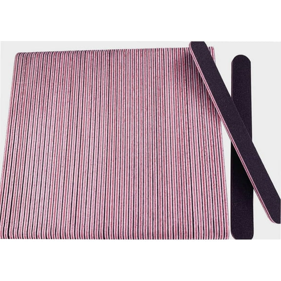 Nail File (50 Pcs), Emery Board Nail Files for Acrylic Nails and Natural Nails, Double Sided 100/180 Grit Fingernail Files, Reusable Washable Emery Boards Manicure Pedicure Tool Black