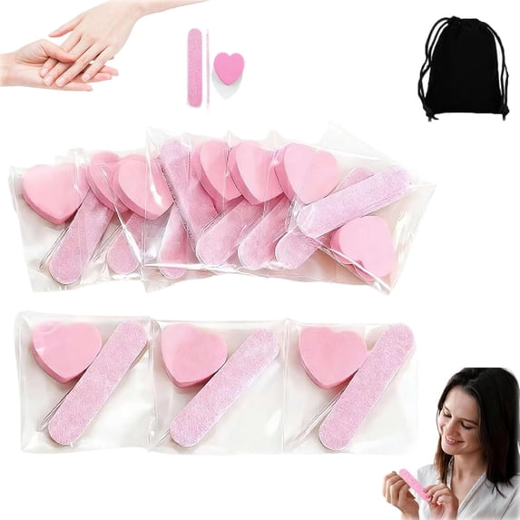 Nail File and Buffer Set,Buffer Block Nails Files Double Sided for Acrylic and Natural Nails,Manicure Tools Kit Nail Care Kit with 10 pcs Glitter Files,10pcs Heart Shape Buffers Blocks