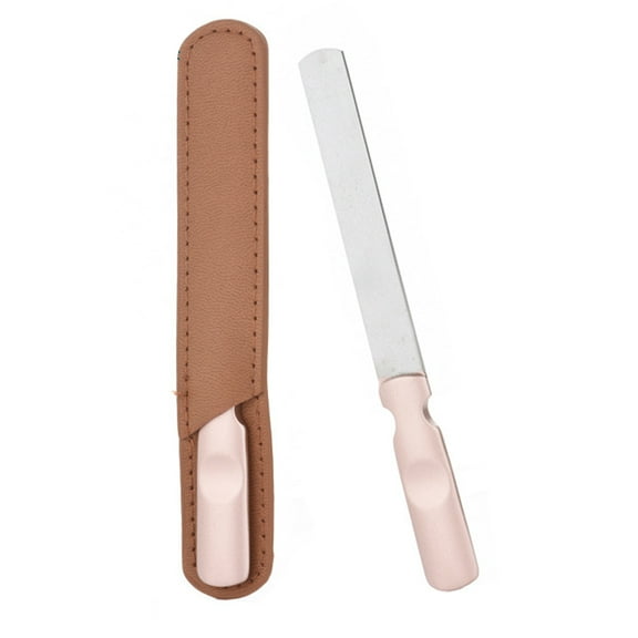 Nail File,Double Sided Metal Nail File with Non-Slip Handle and Leather Case, Finger Nail Files For Women and Men12.2cmShape:Round head;