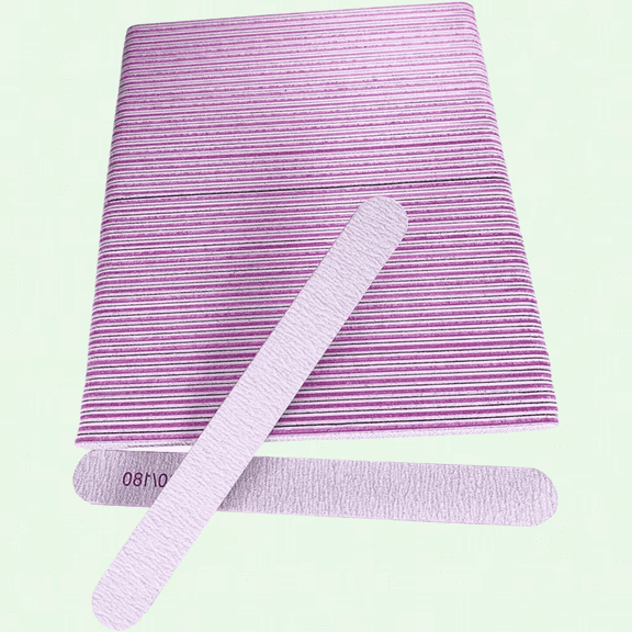 Nail File Set of 50, Professional Emery Board for Acrylic Nails and Natural Nails, Double-Sided 100/180 Grit Gel Nail File, Gray