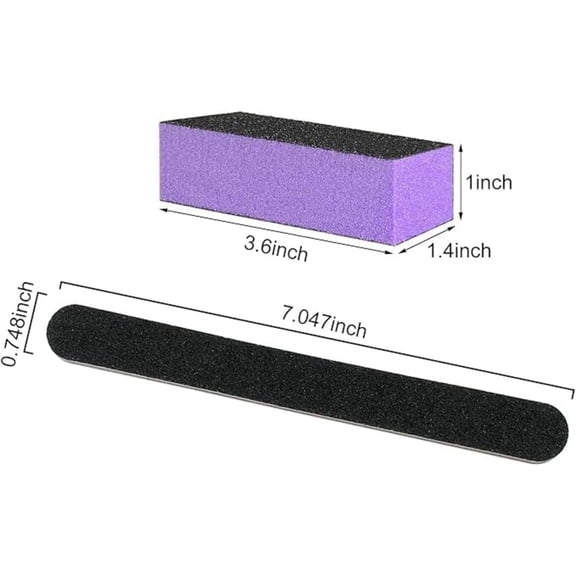 Nail File and Buffer Block, Manicure Tools Kits, 100/180 Grit, Black Nail Pedicure File and Sanding Buffing Grinding Plisher File
