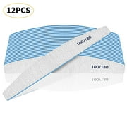 Nail Files 100/180 Grit Nail File 12 Pcs Emery Boards for Poly Extension Gel & Acrylic Nails, Double Side Washable Manicre Pedicure Tools
