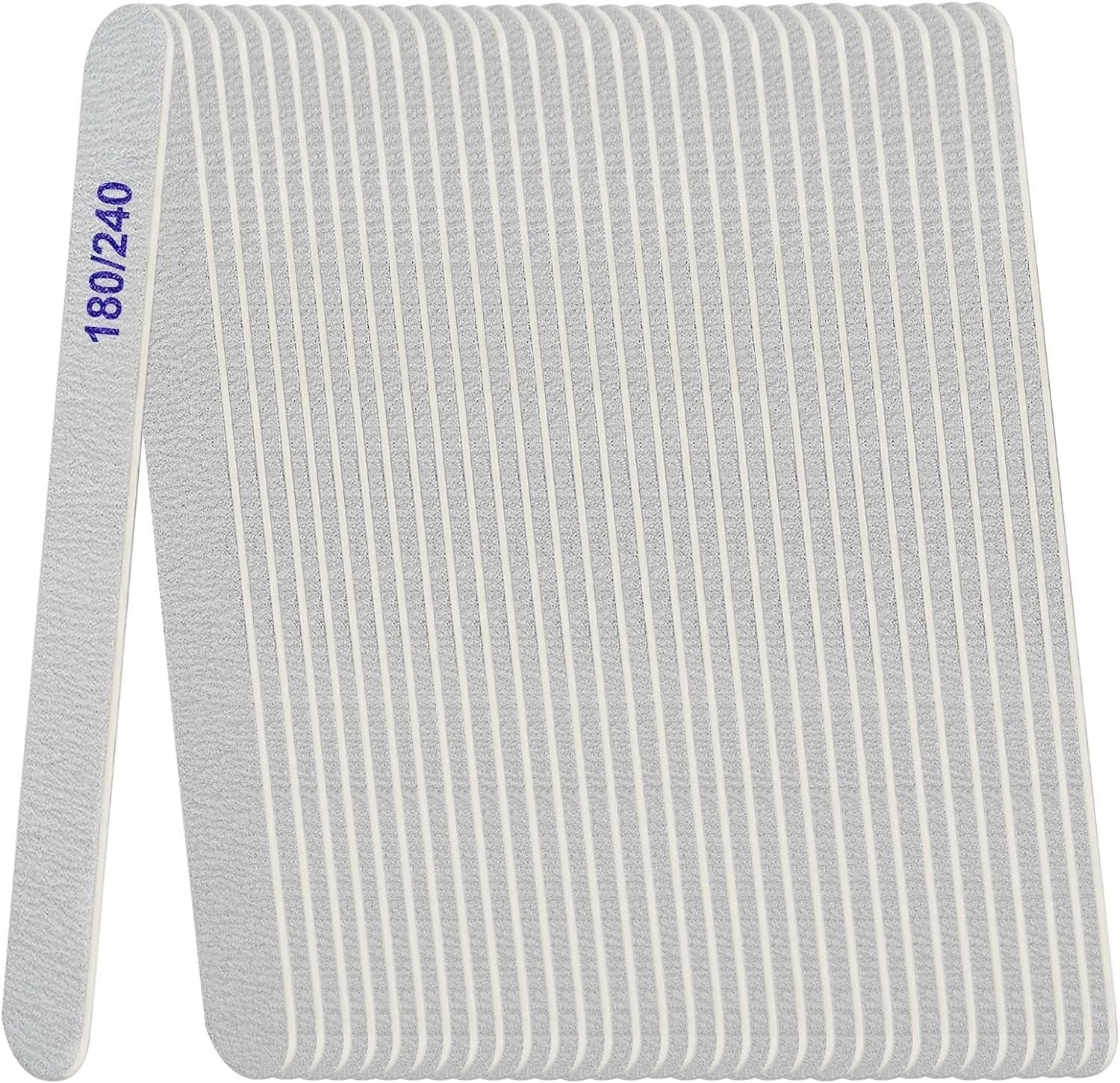 Nail Files (24 Pack), 180/240 Grit Wooden Emery Board Nail File Double
