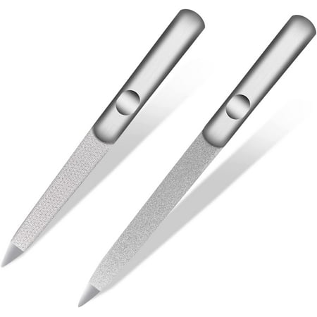 Nail Files-Metal Nail File, Professional Double Sided Nail Files for Natural Nails, Stainless Steel Nail File for Fingernails Toenails, Fingernail File Diamond Nail Files for Home Salon Travel Use