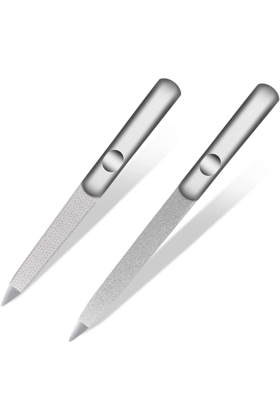 Nail Files-Metal Nail File, Professional Double Sided Nail Files for Natural Nails, Stainless Steel Nail File for Fingernails Toenails, Fingernail File Diamond Nail Files for Home Salon Travel Use