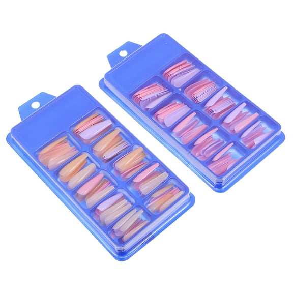 Nail Flakes Solid Color False Nails Fake Female Fingernails Abs on Full Paste Manicure 2 Boxes