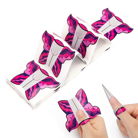 Nail Forms, 100PCS Acrylic Butterfly-Shape Self Adhesive Gel Nail Extension Nail Forms for DIY Tool UV Gel Forms Guide Stickers