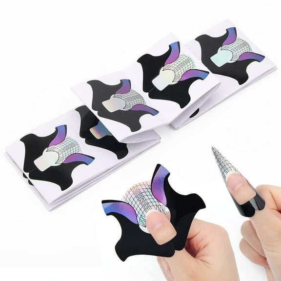 Nail Forms, 100PCS Acrylic Swallow Self Adhesive Gel Nail Extension Nail Forms for DIY Tool UV Gel Forms Guide Stickers