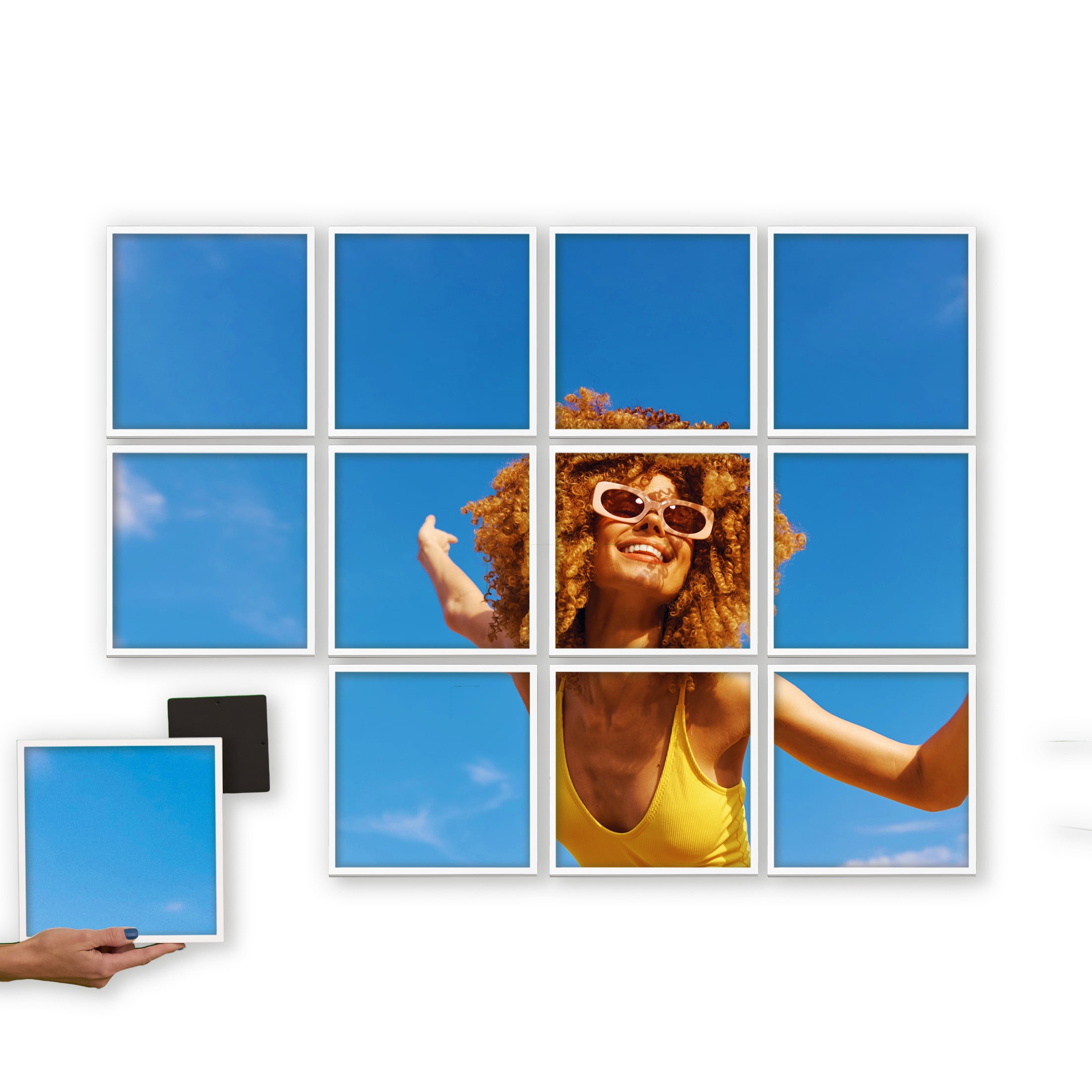 TilePix Nail Free White Frame, 12-Piece Split Image