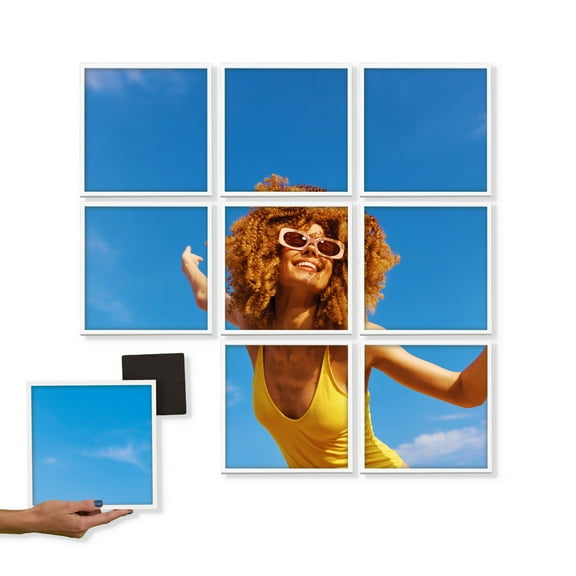 TilePix Nail Free White Frame, 9 Piece Split Image