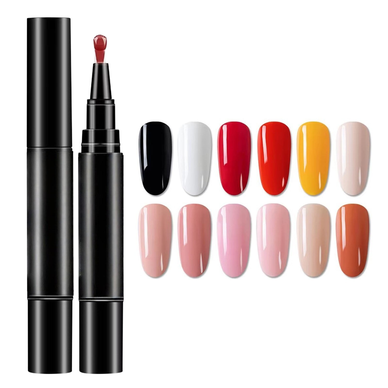 Nail Gel Pen Kit, 12 Colors 3-in-1 Nail Polish Pens Set, Quick Dry Gel Nail Art Pens, Portable DIY Manicure Kit with High Pigment Colors for Nail Design