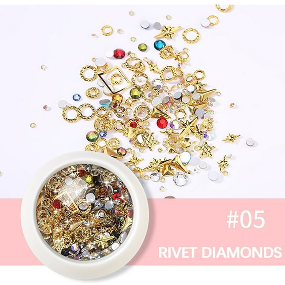 Nail Gems,Nail Charms,Nail Art Rhinestones,Nail Art Studs,Mixed Diamond Rivet Nail Art Design, 3D Glitter Gem Crystal Supplies for Women Girls Manicure Charms Decorations(E)