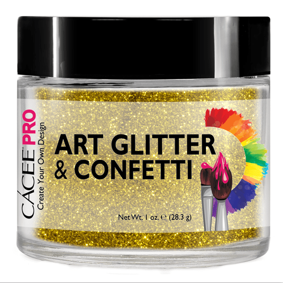 Nail Glitter 1 oz by Cacee Art & Confetti (Holographic, Silver, Gold, Chunk, Irridescent, Dust, Unicorn) for Nail Art, Cosmetic, Festivals, and Party (#005 Fine Metallic Yellow)