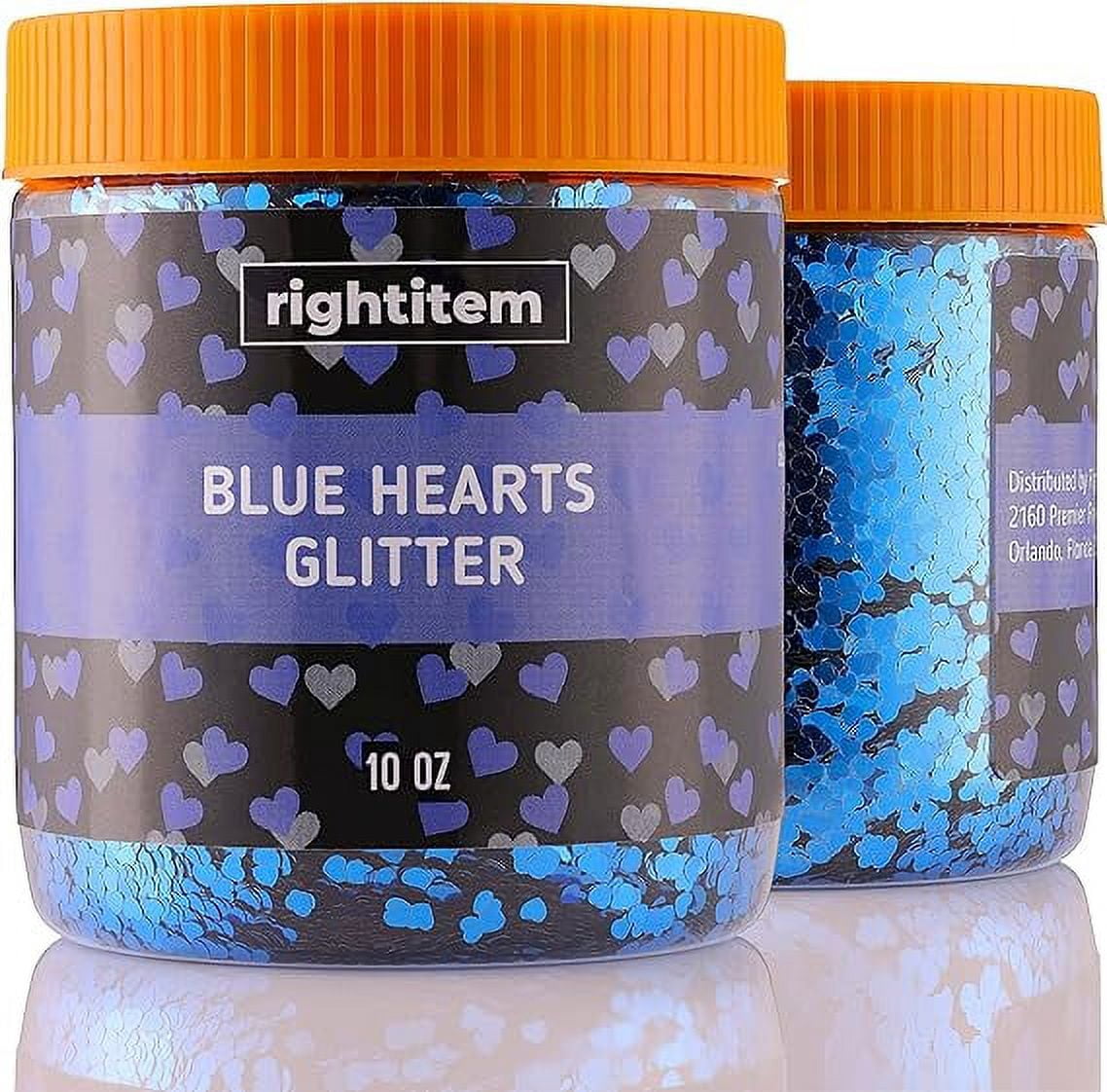 Nail Glitter - Blue Hearts Chunky Glitter in Jar - 10 Oz Glitter for Crafts - Glitter for Slime - Face Glitter - Candle Glitter - Body Glitter