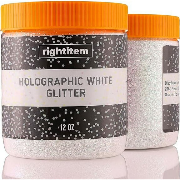 Nail Glitter - Hollographic White Fine Glitter in Jar - 12 Oz Glitter for Crafts - Glitter for Slime - Face Glitter - Candle Glitter - Body Glitter