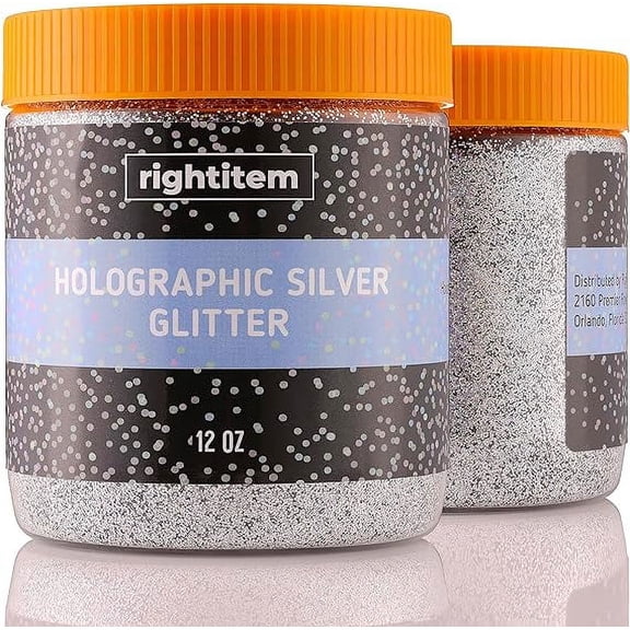 Nail Glitter - Platinum Hollographic Fine Glitter in Jar - 12 Oz Glitter for Crafts - Glitter for Slime - Face Glitter - Candle Glitter - Body Glitter