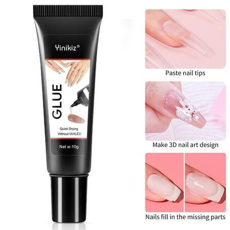 Nail Glue, Clear Nail Adhesive, Strong Fast Drying Protective Layer for Natural and False Nails, Easy Use for Home Or Professional Manicure, 1 Pc 1.6x9.6cm