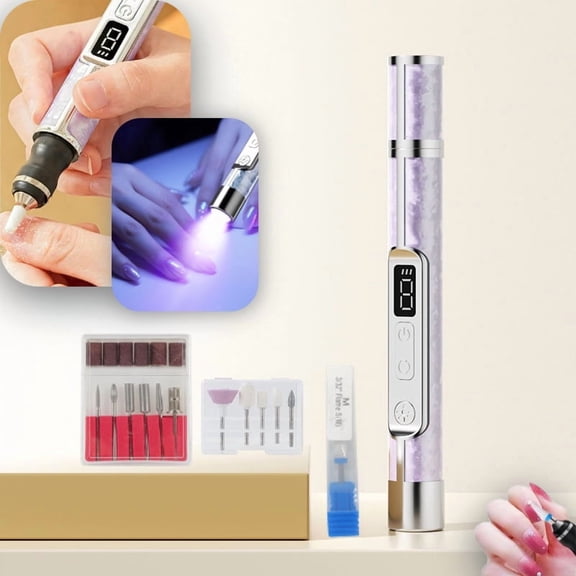 Nail Grinder - 2026 New 20000 RPM Electric Nail File with UV Curing Light,Rechargeable Toe NailSander,12 Grinding Heads & LED Display,3 Speeds NailRemoving Tools,Portable Pedicure Tool