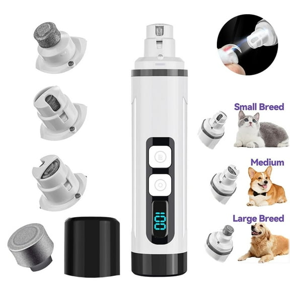 Nail Grinder, Silent Nail Grinder for Dogs, Safe Dog Nail Trimmer with Dual LED Light & 3 Speeds, Quiet Electric Pet Nail File for Calm Grooming, USB Rechargeable, for Small Medium Large Pet