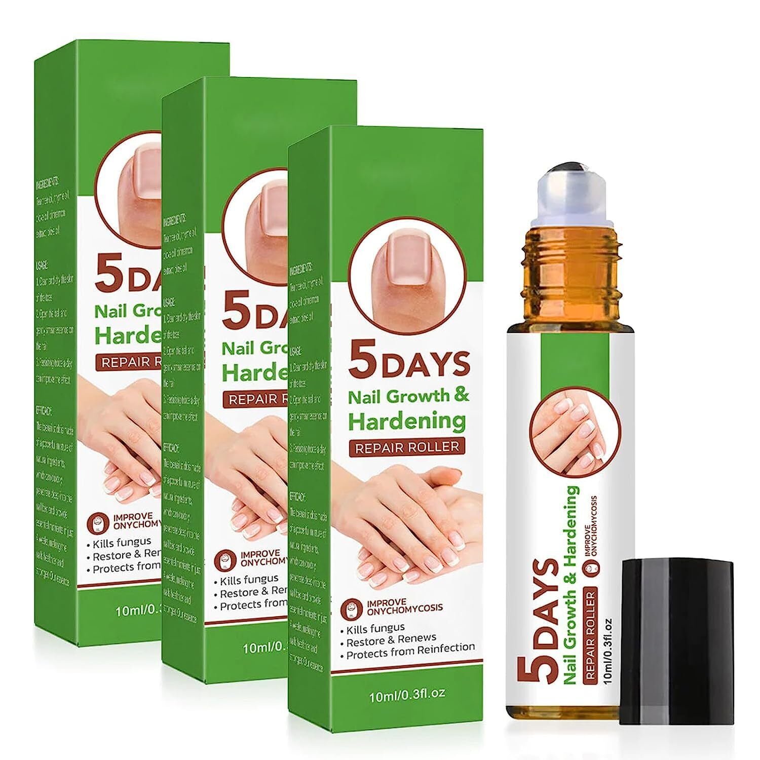 Nail Growth Serum, 5 Days Nail Growth and Hardening Repair Roller 10ml