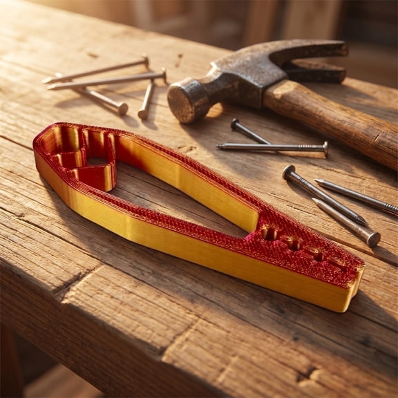 Nail Guide Tool, Nail Holder Jig, 4 X 1.5 X 0.5 Inch Dual Color 3D Printed, Precision Nail Placement Helper for Drywall Nail Alignment, Trim Work and Diy Carpentry, Red and Gold,