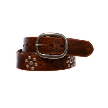 Nail Head Riveted Studs with Grommets Oval Vintage Leather Casual Belt