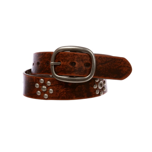 Nail Head Riveted Studs with Grommets Oval Vintage Leather Casual Belt