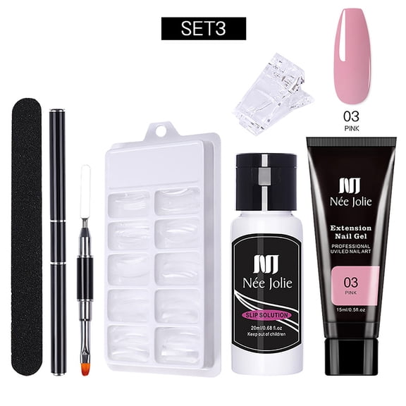Nail Kit Poly Gel Set - Nail Extension Gel Set, Starter Kit Builder Gel, Complete Nail Tools, UV Nail Art Kit, Professional Poly Nail Kit Gel Set, DIY Manicure Kit for Beginners with Everything