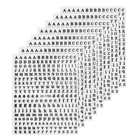 Nail Letter Stickers 8 Sheets, 3D Alphabet Nail Decals Self-Adhesive for Women DIY Nail Art Decoration, Black