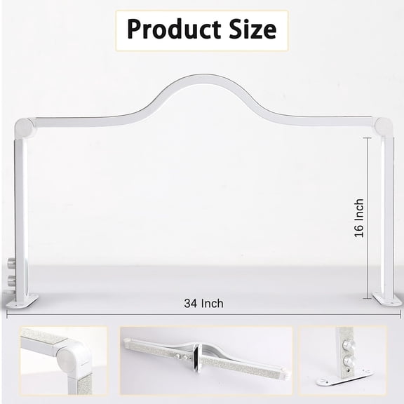 Nail Light for Desk Half Moon Light for Nail Desk 34Inch Foldable LED Table Lamp Manicure for Table Adjustable Dimmable Half Moon Lamp for Lash Beauty Tattoos Crafts White