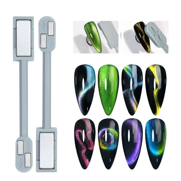 Nail Magnet Tool, Cat Eye Nail Magnet, Double-Head Flower Nail Magnet Strip for Gel Polish, Powerful Magnetic Strip with Round and Flat Ends for Unique Manicure Art Design