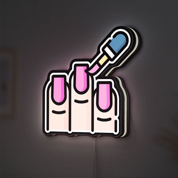 Nail Polish 3D Novelty Light Box, Glam Beauty Decor for Fashion and Salon Spaces (Width 8 inch, 20cm)