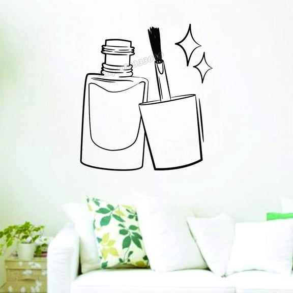 Nail Polish Bottle Logo Wall Sticker Vinyl Nail Salon Wall Decal Fashion cosmetics Sticker for Nail Salon Decoration Mural 57x63cm