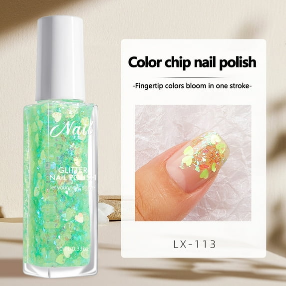 Nail Polish Gel No Baking, Odorless Nail Gel Polish, Quick Dry Colorful Nail Polish without Lamp, Long-Lasting Shiny Sequin Effect, Convenient Fast-Drying formula