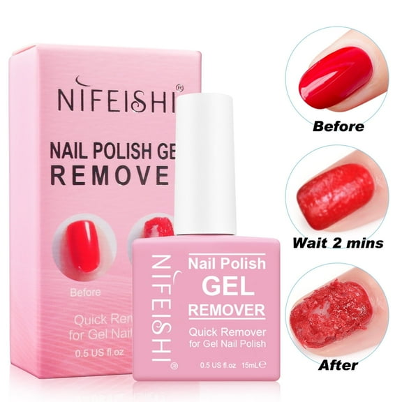 Nail Polish Gel Remover, Quick Remover for Gel Nail Polish in 2-5 Min,Not Hurt Your Nails,Pink 0.5 oz