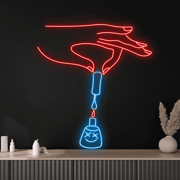 Nail Polish Neon Sign, Nail Salon, Shop, Manicure Wall Decor
