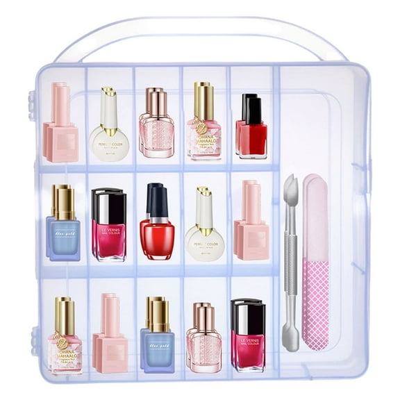 Nail Polish Holder Organizer for 30 Bottles Nail Polish Storage Case Double Side Organizer Box Nail Tools Holder Case