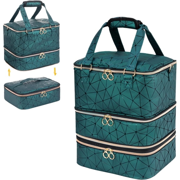 Nail Polish Organizer Bag Holds 84 Bottles Large Gel Nail Polish Storage Box X Large 11 x 9.5 x 13 Inch Dark Green